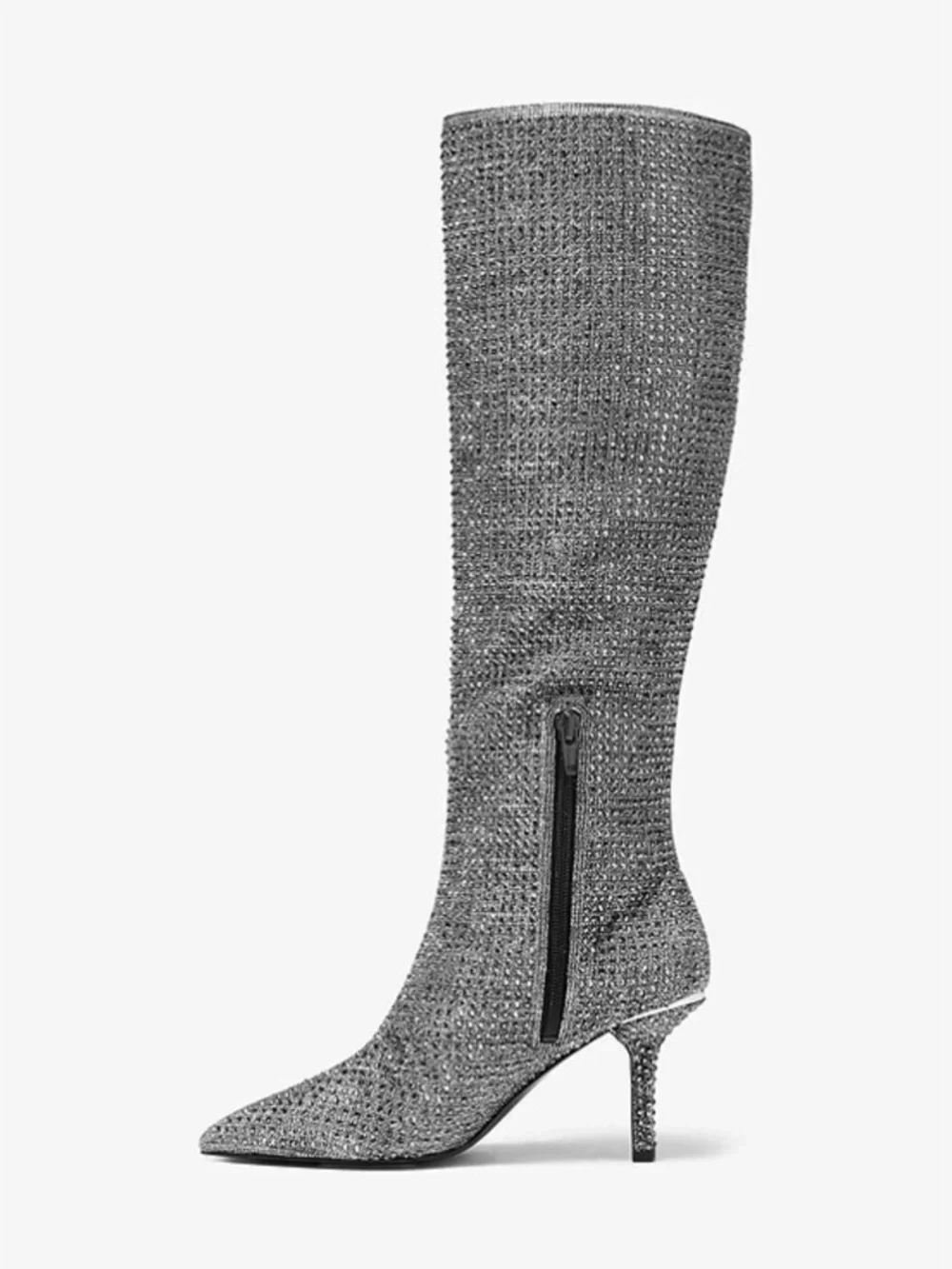 Michael Kors Silver Knee-High Pointed Toe Stiletto Boots